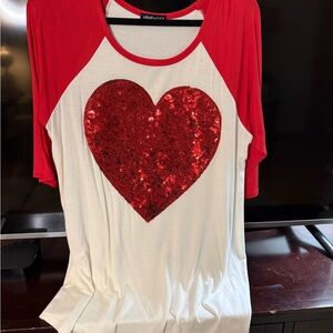 Source Unknown Red and White Long Sleeve Tee